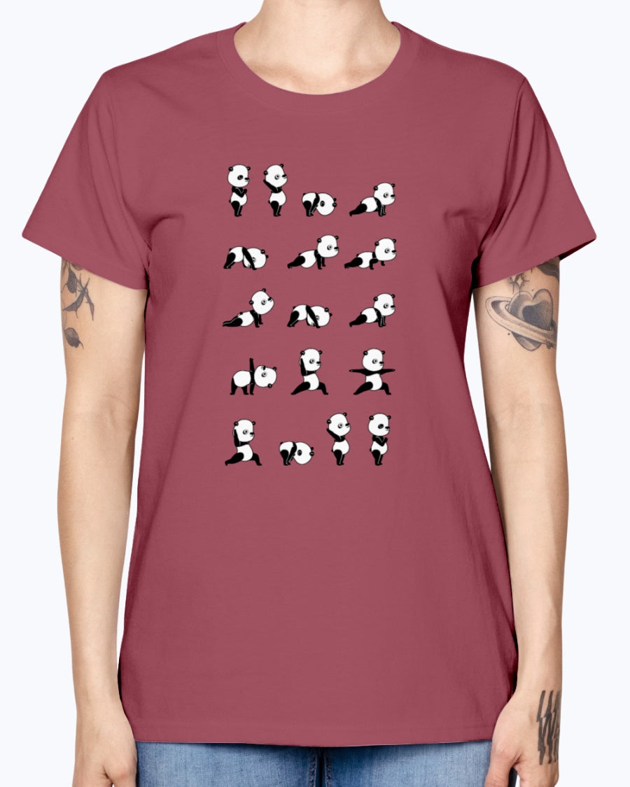 Gildan Ladies Missy T-Shirt . Yoga Panda
