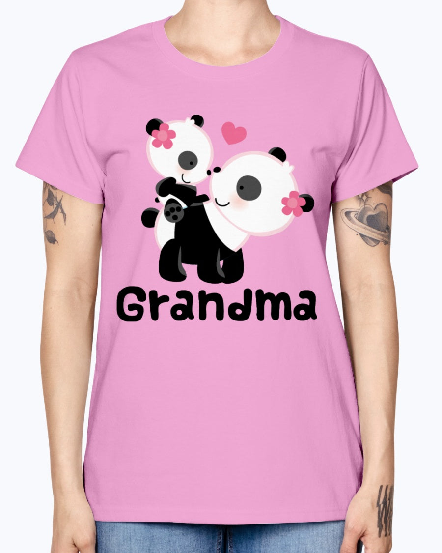 Gildan Ladies Missy T-Shirt. Grandma Gift (Panda) Women's