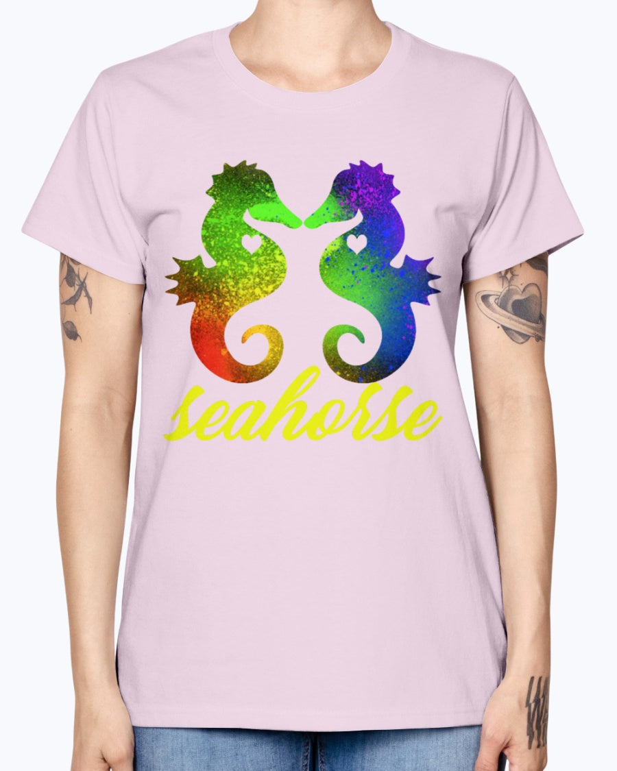 Gildan Ladies Missy T-Shirt Love Seahorse Shirt