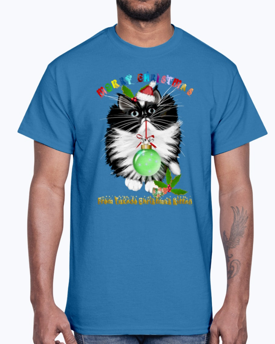 Men's Gildan Ultra Cotton T-Shirt A Tuxedo Kitten Christmas (Mens)