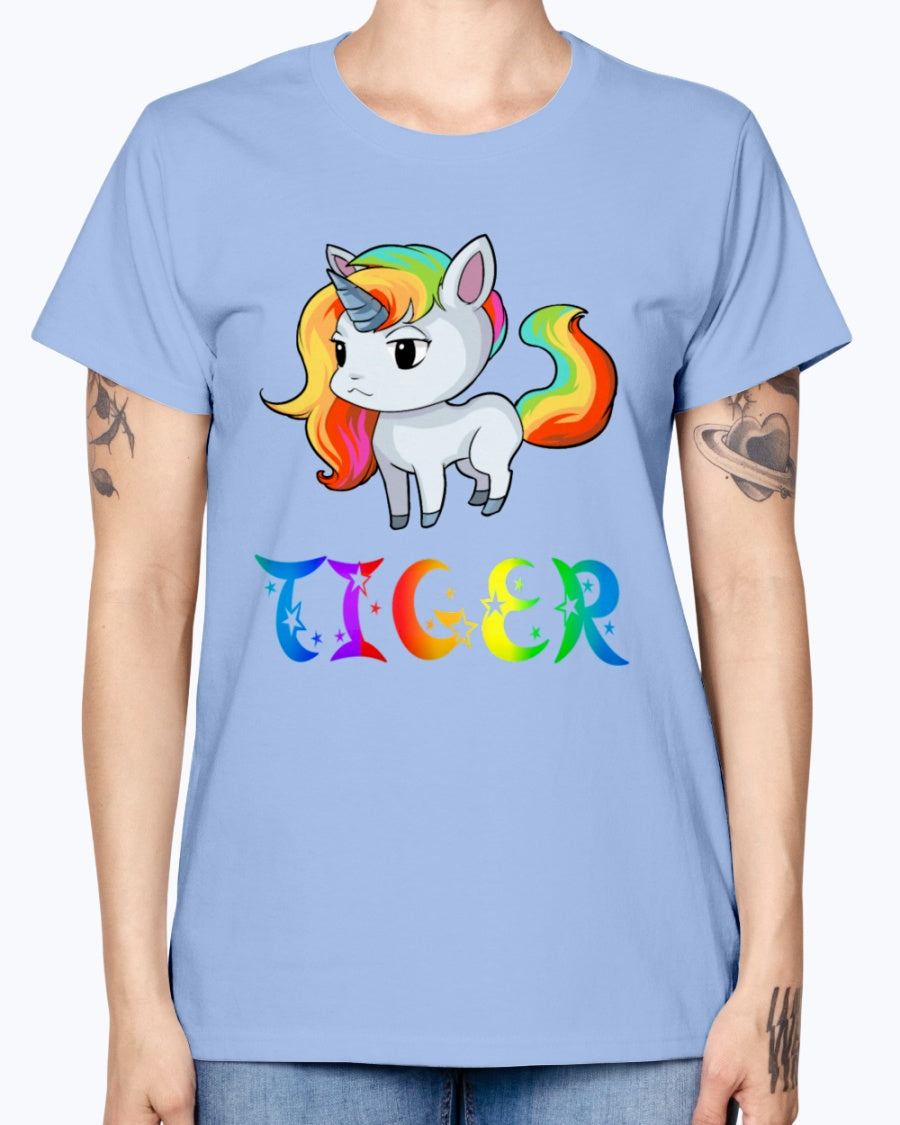 Gildan Ladies Missy T-Shirt 16 colors. Tiger Unicorn