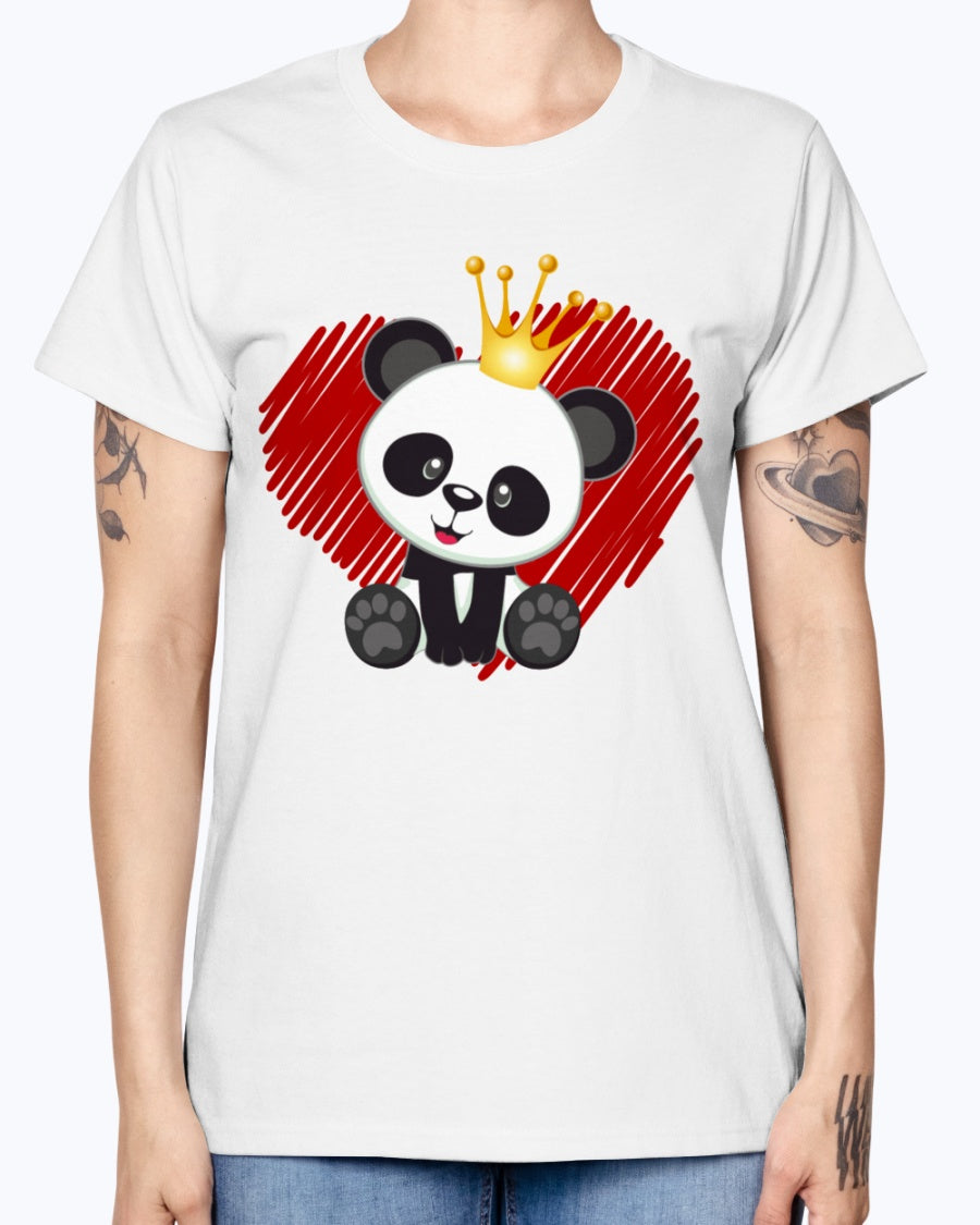 Gildan Ladies Missy T-Shirt. Cute panda love.