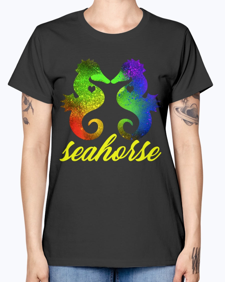 Gildan Ladies Missy T-Shirt Love Seahorse Shirt