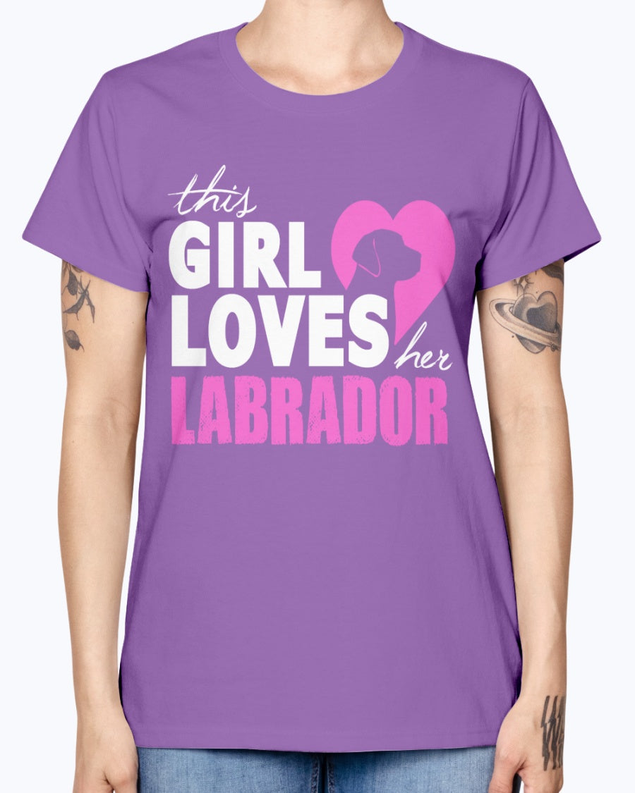 Gildan Ladies Missy T-Shirt 16 colors The girl loves her labrador