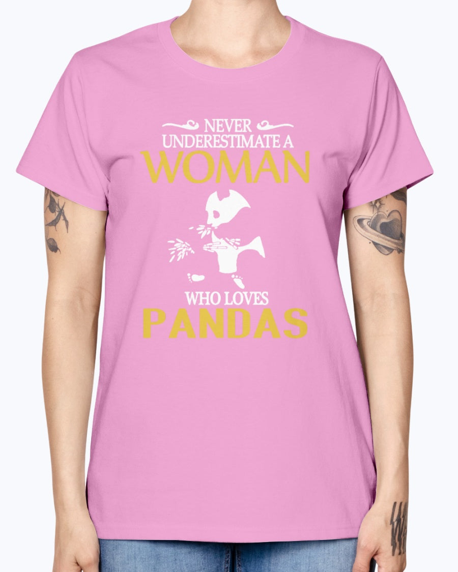 Gildan Ladies Missy T-Shirt . Women Pandas Shirt