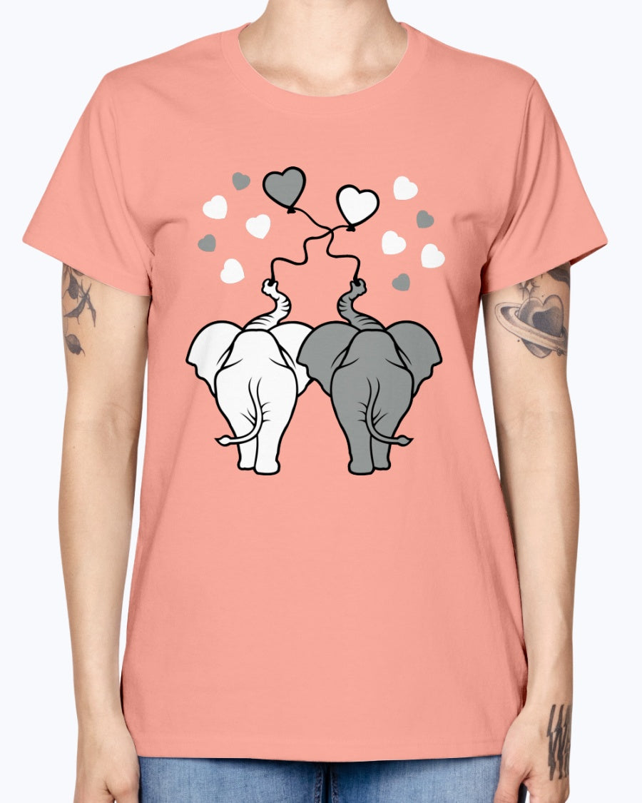 Gildan Ladies Missy T-Shirt Asphalt elephants in love