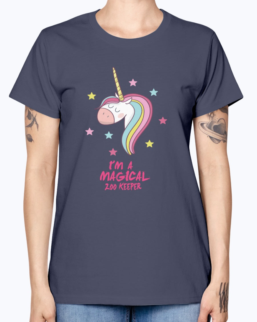 Gildan Ladies Missy T-Shirt 16 colors . Im a magical zoo keeper