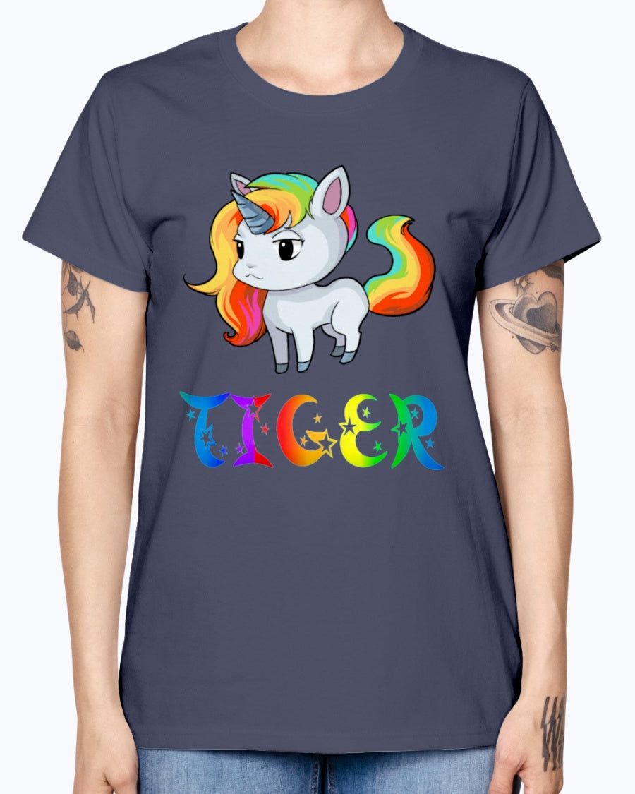 Gildan Ladies Missy T-Shirt 16 colors. Tiger Unicorn