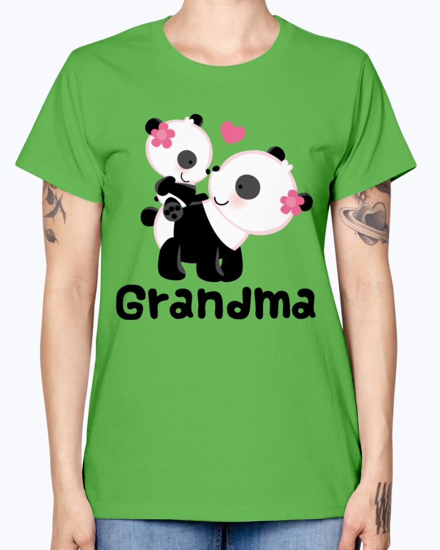 Gildan Ladies Missy T-Shirt. Grandma Gift (Panda) Women's