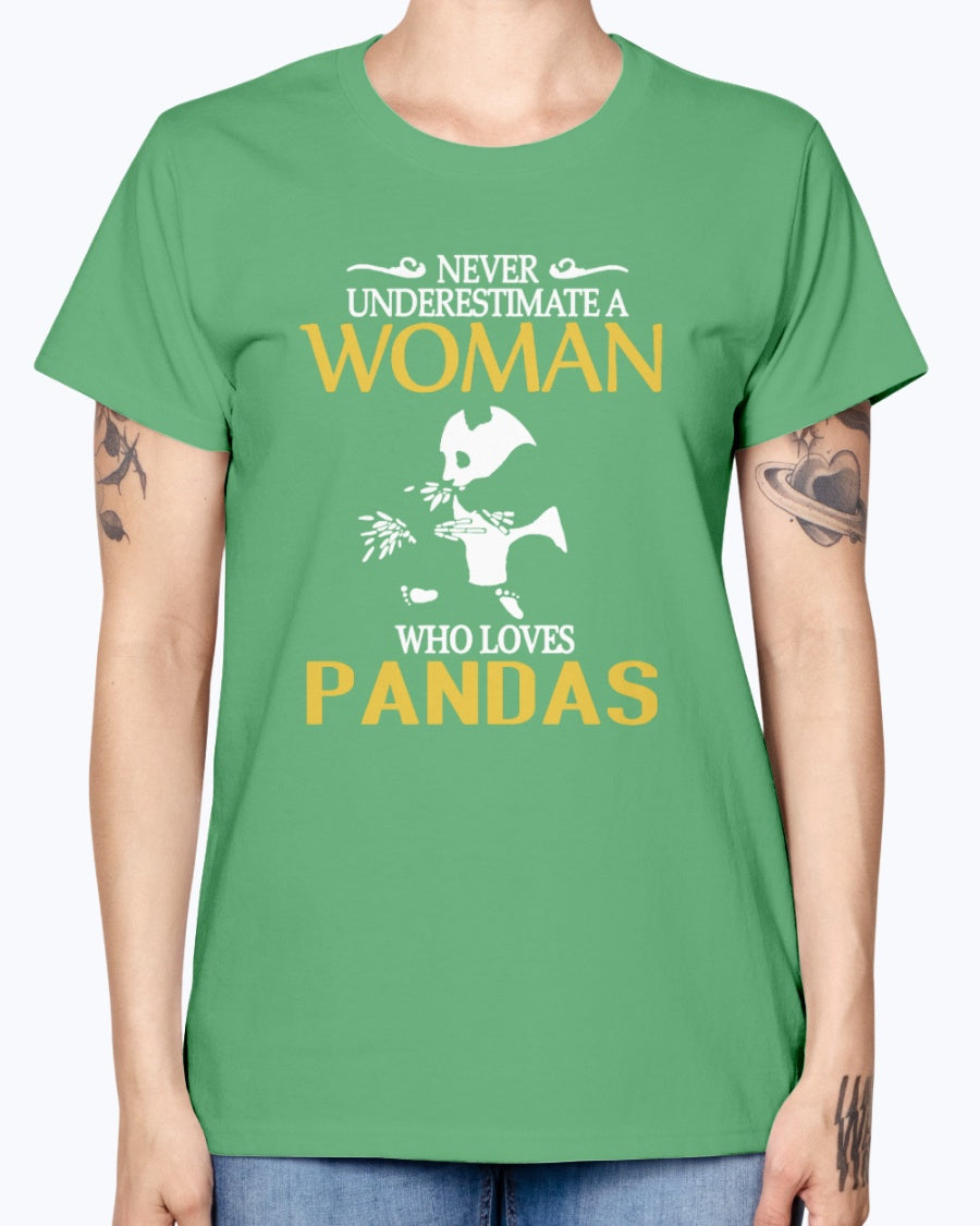 Gildan Ladies Missy T-Shirt . Women Pandas Shirt