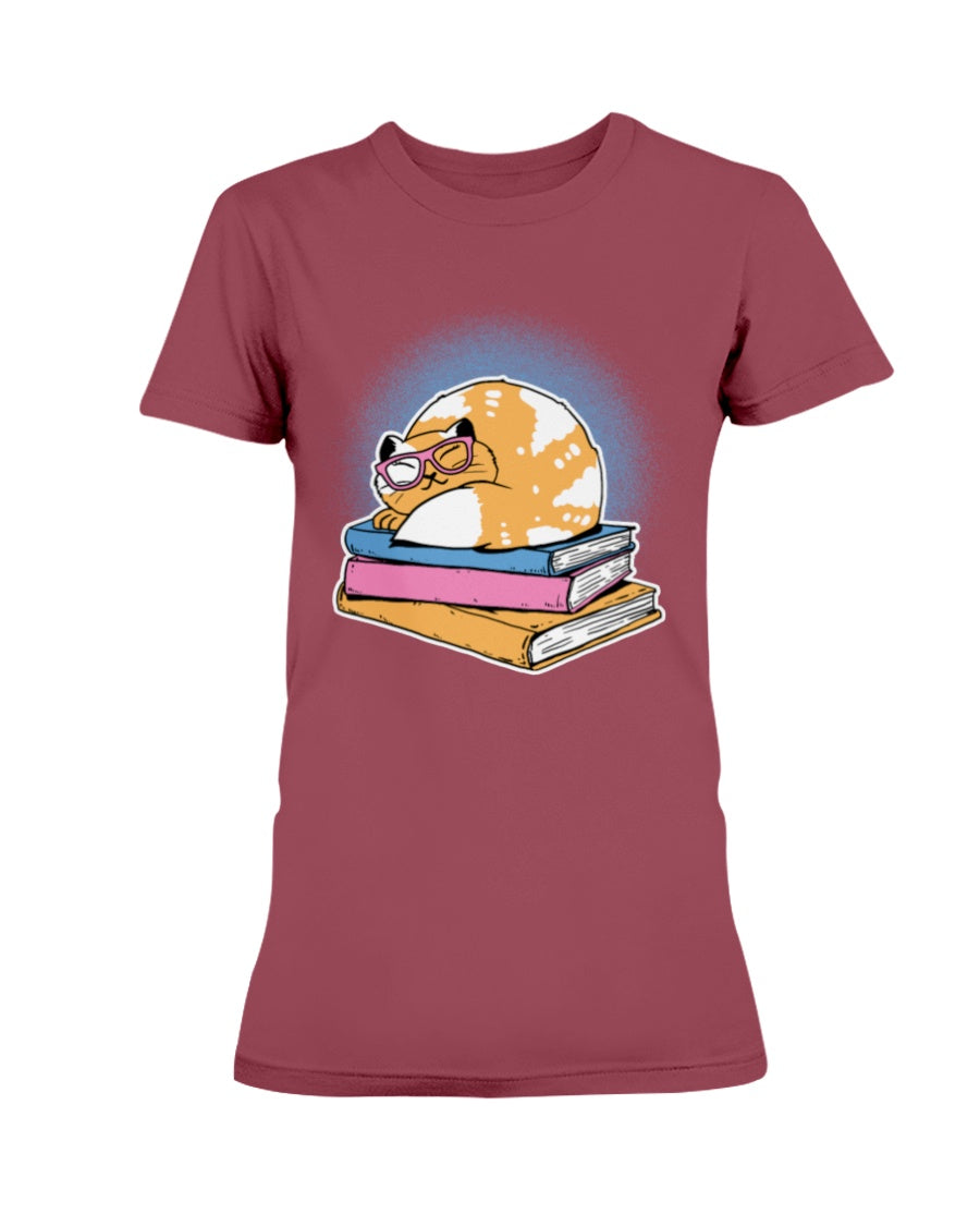 Gildan Ladies Missy T-Shirt Cat and Books