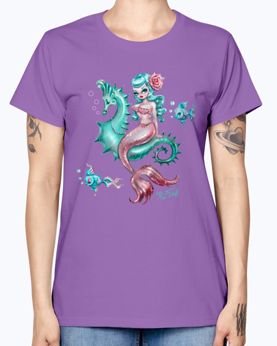 Gildan Ladies Missy T-Shirt. Mysterious Mermaid Tanks
