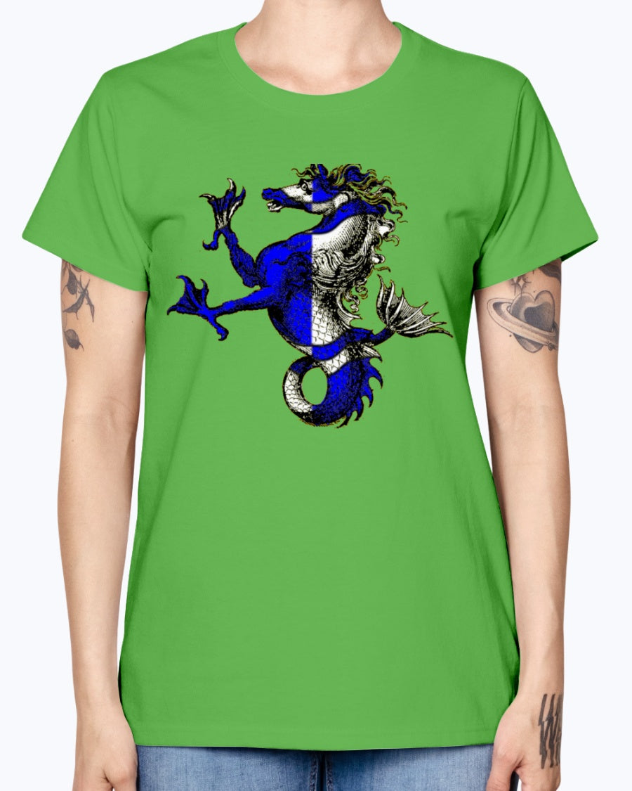 Gildan Ladies Missy T-Shirt Atlantia heraldic seahorse