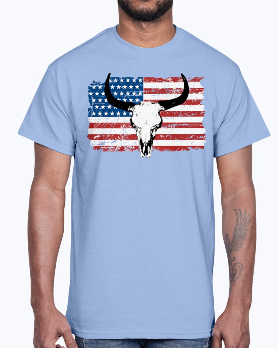 Men's Gildan Ultra Cotton T-Shirt 12 Dark colors Buffalo USA Flag