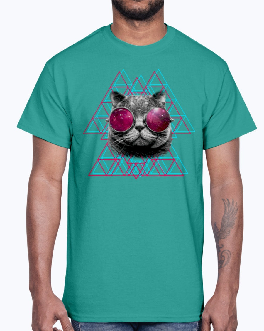 Men's Gildan Ultra Cotton T-Shirt 3D Space Cat (Mens)