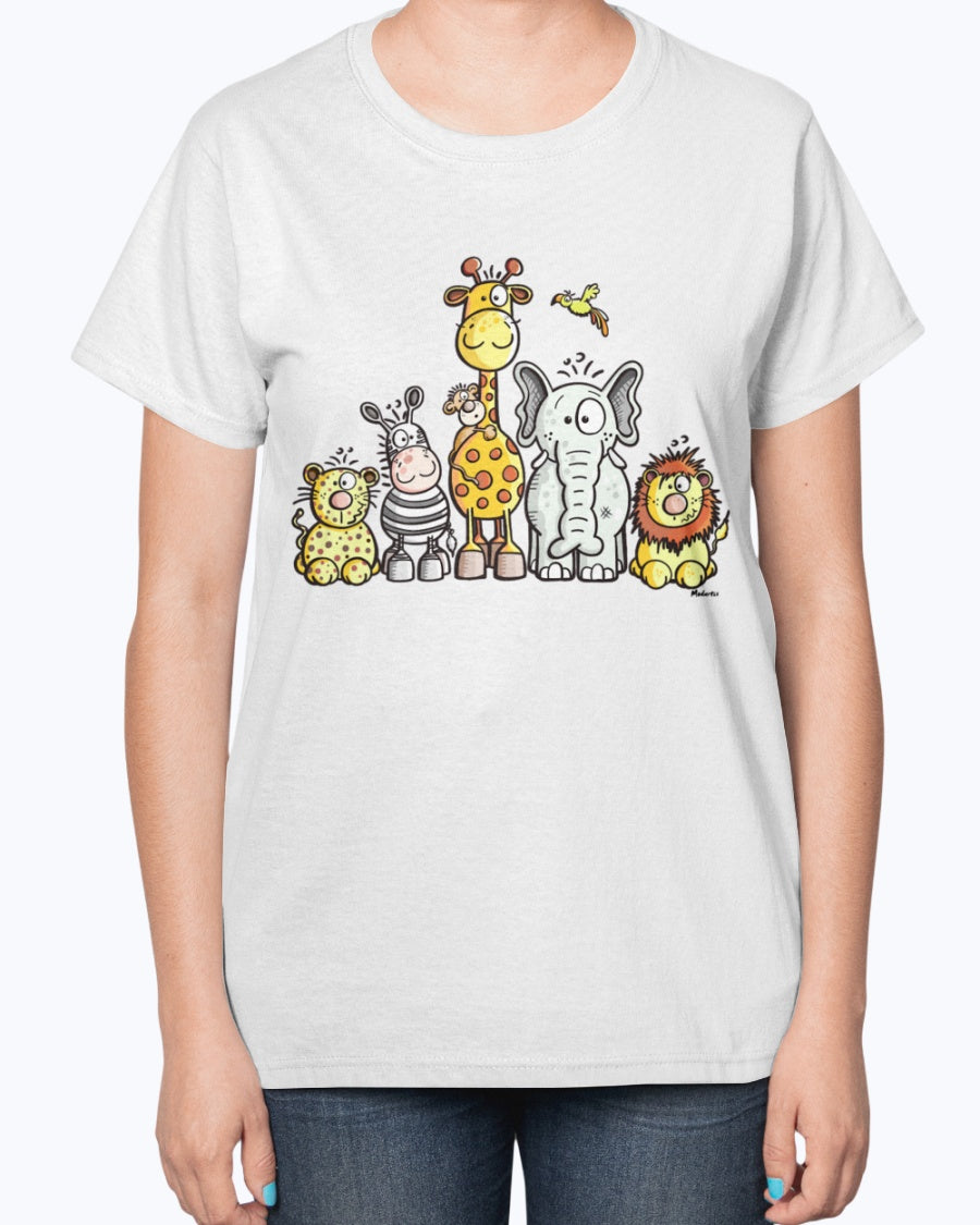 Gildan 2000L Ultra Cotton Ladies T-Shirt 14 colors Light Happy African Animal Team