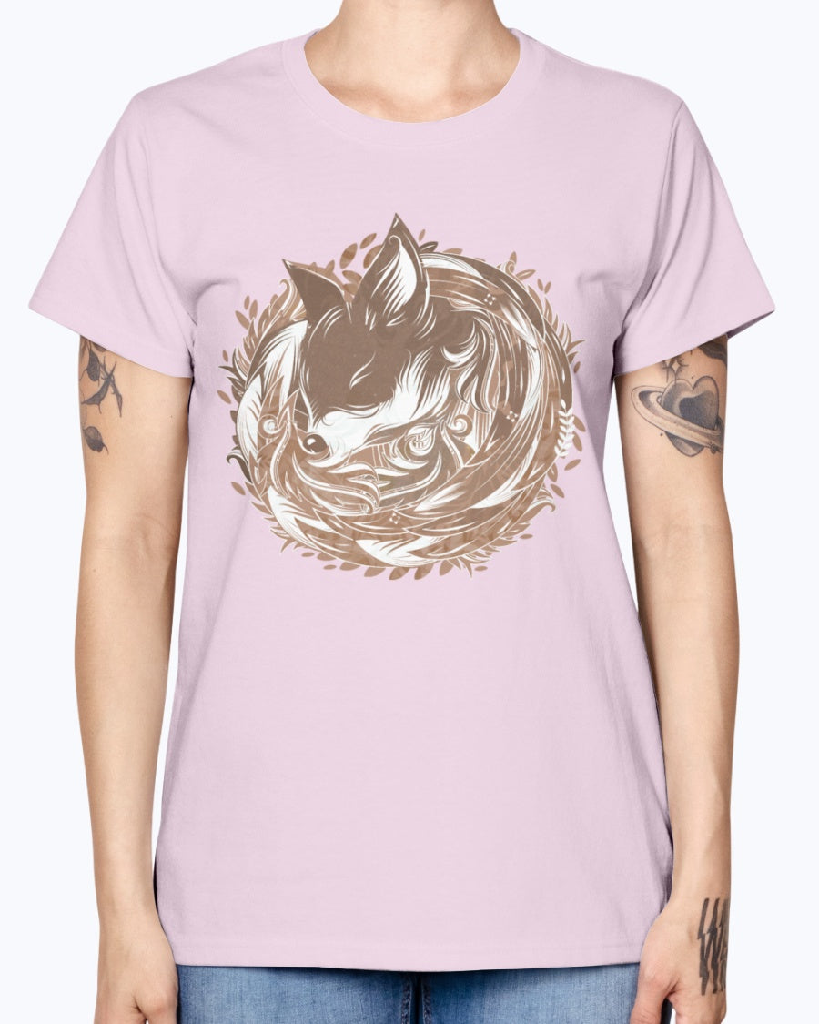 Gildan Ladies Missy T-Shirt 16 colors A fox at the Burrow