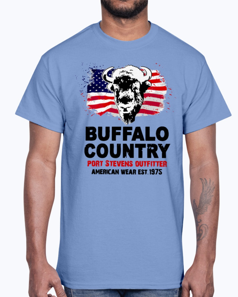 Men's Gildan Ultra Cotton T-Shirt 12 Dark colors Buffalo Country