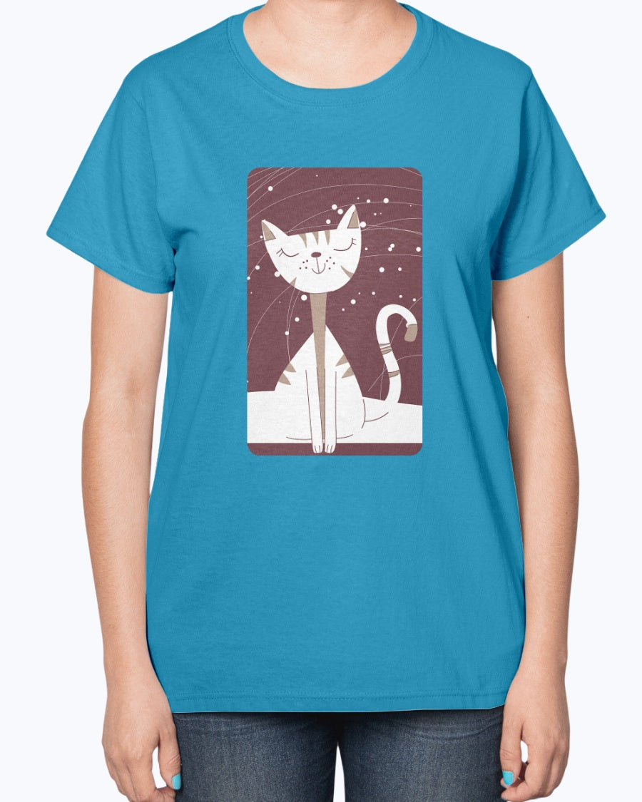 Gildan 2000L Ultra Cotton Ladies T-Shirt 14 colors Light Happy cat, design-2055