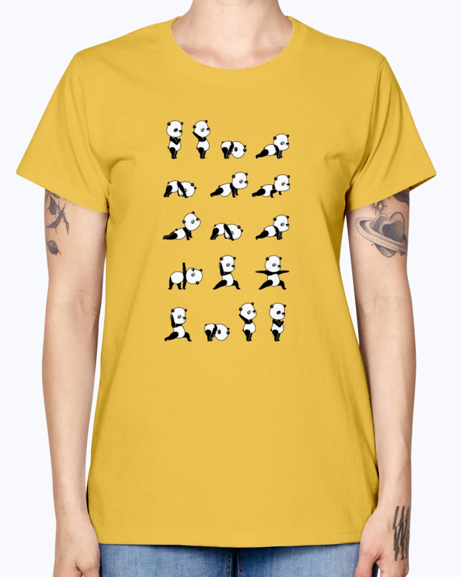 Gildan Ladies Missy T-Shirt . Yoga Panda