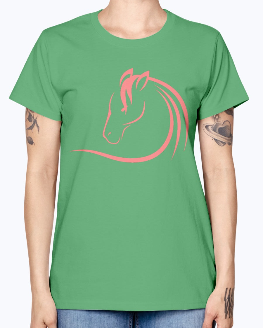 Gildan Ladies Missy T-Shirt . Horse head