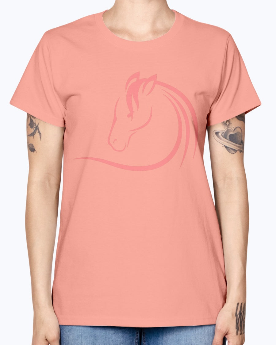 Gildan Ladies Missy T-Shirt . Horse head
