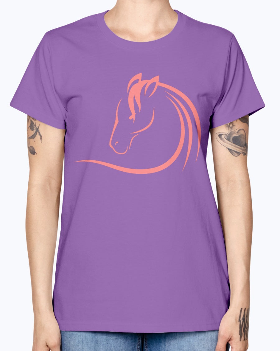 Gildan Ladies Missy T-Shirt . Horse head