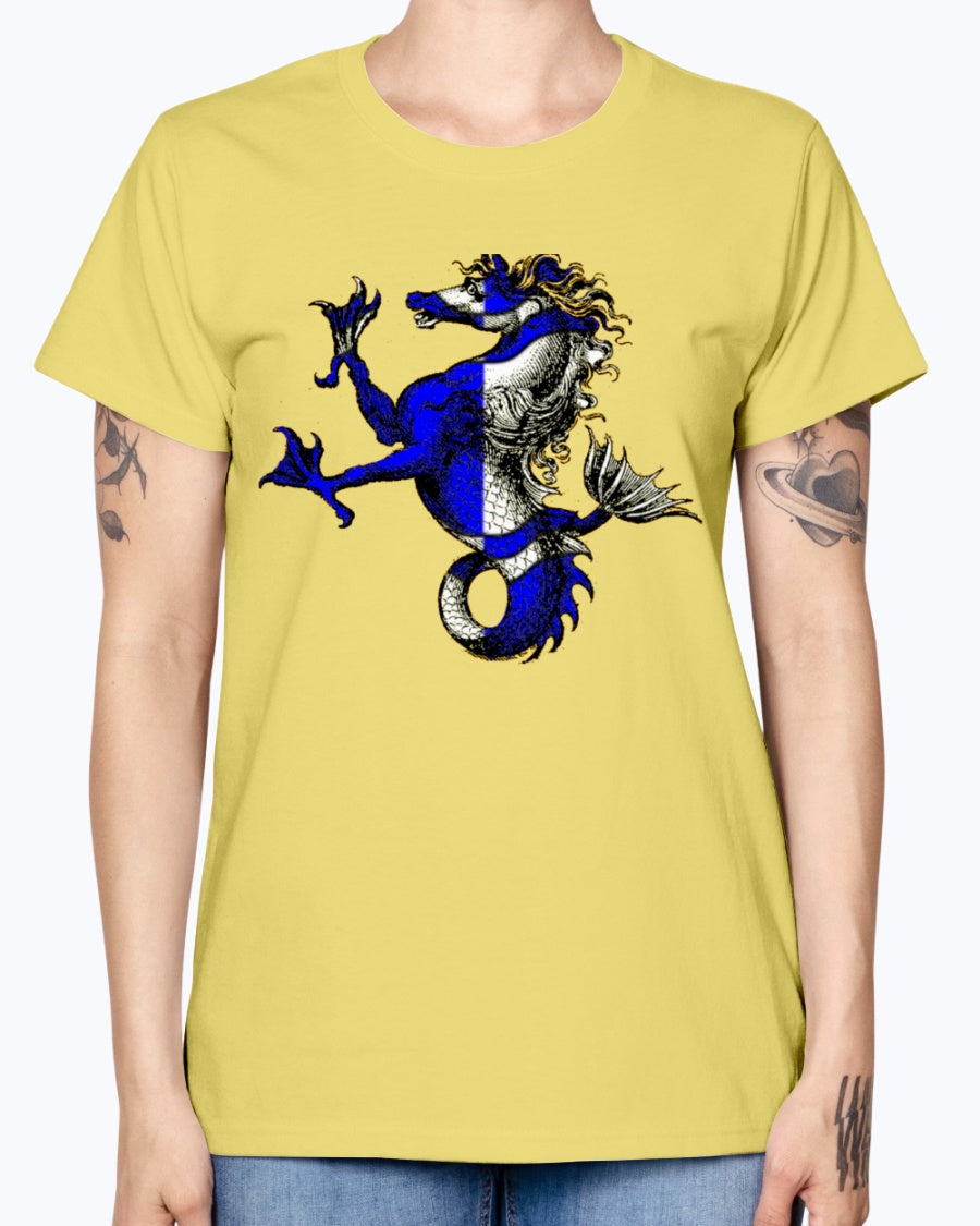 Gildan Ladies Missy T-Shirt Atlantia heraldic seahorse