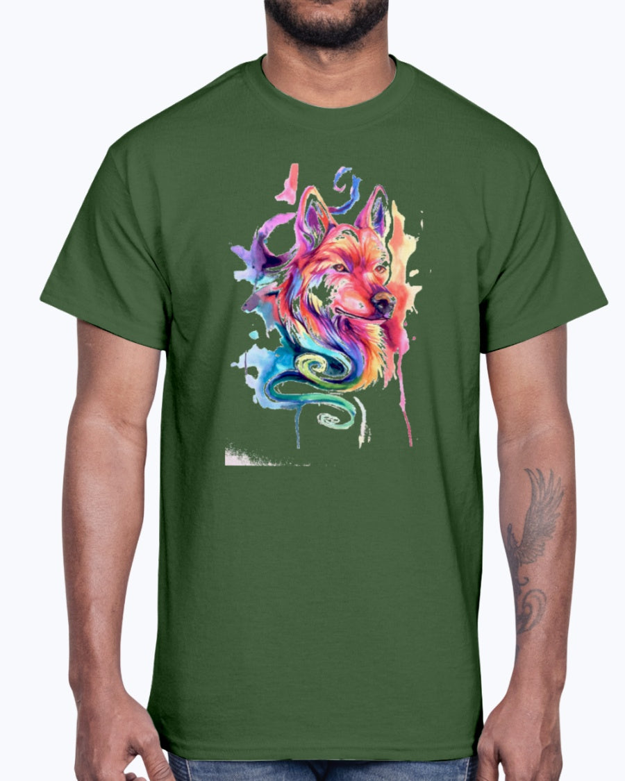 Men's Gildan Ultra Cotton T-Shirt 12 Dark colors I Am Wolf !