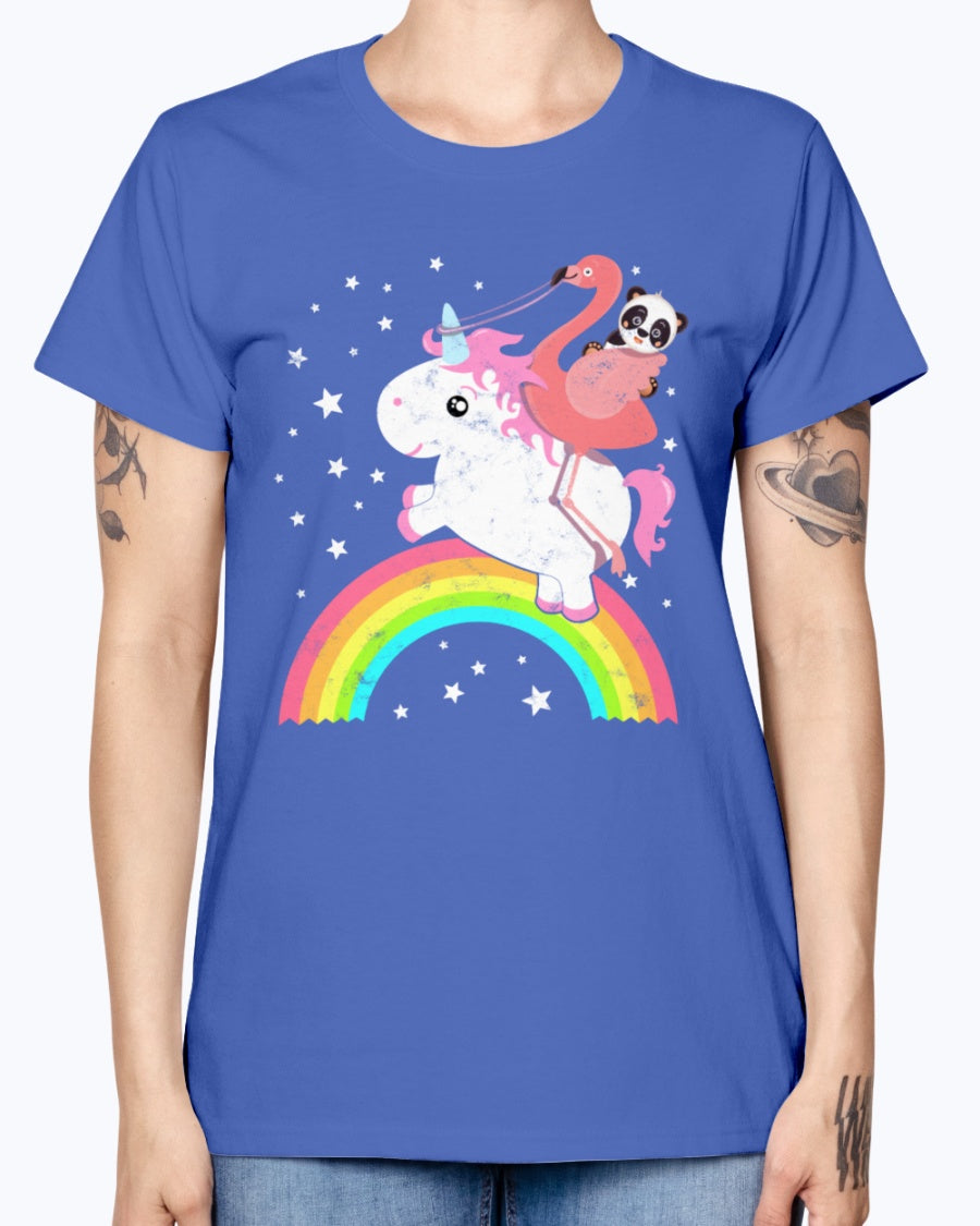 Gildan Ladies Missy T-Shirt Cute Funny Unicorn Flamingo Panda Rainbow