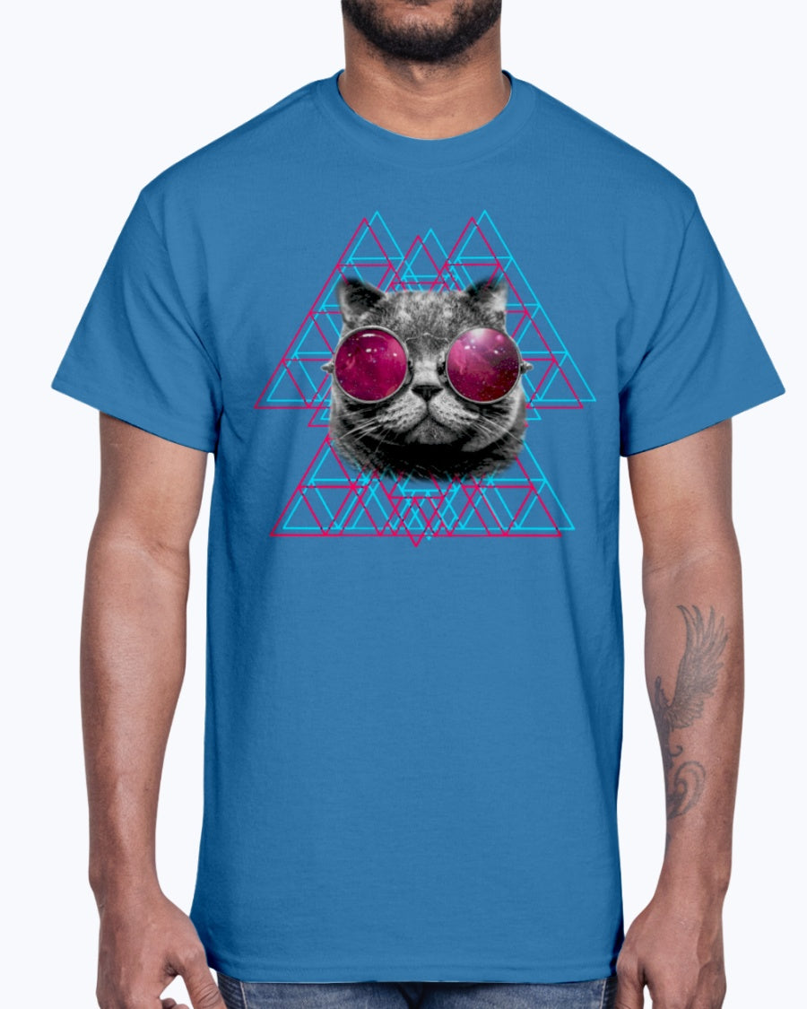 Men's Gildan Ultra Cotton T-Shirt 3D Space Cat (Mens)