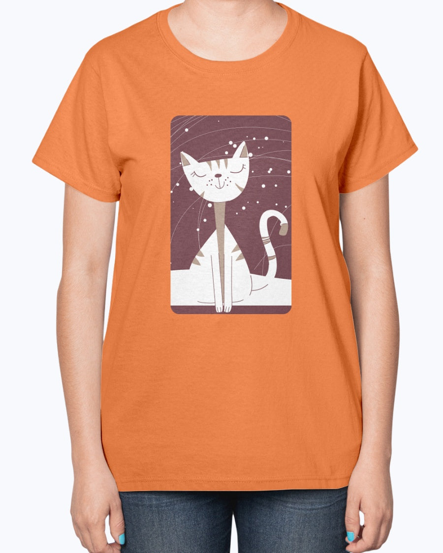 Gildan 2000L Ultra Cotton Ladies T-Shirt 14 colors Light Happy cat, design-2055