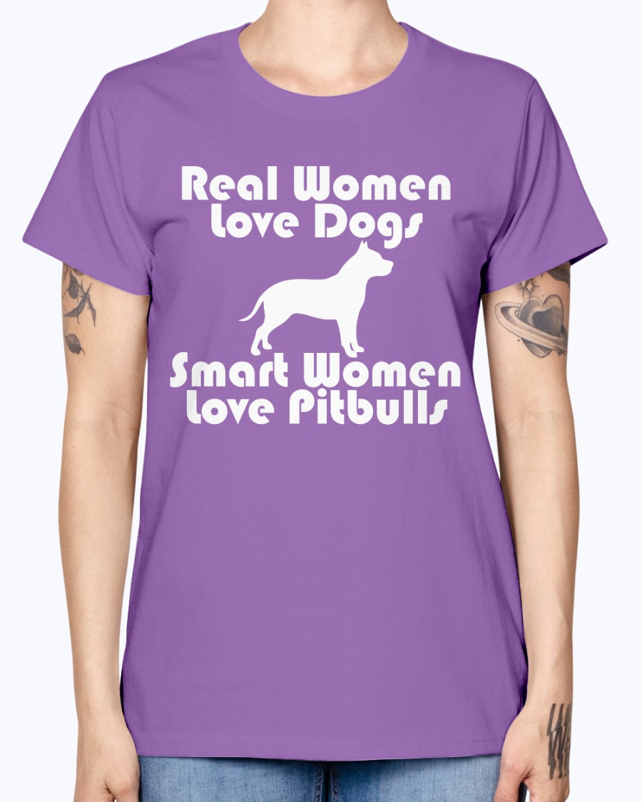 Gildan Ladies Missy T-Shirt Smart women love pitbulls copy