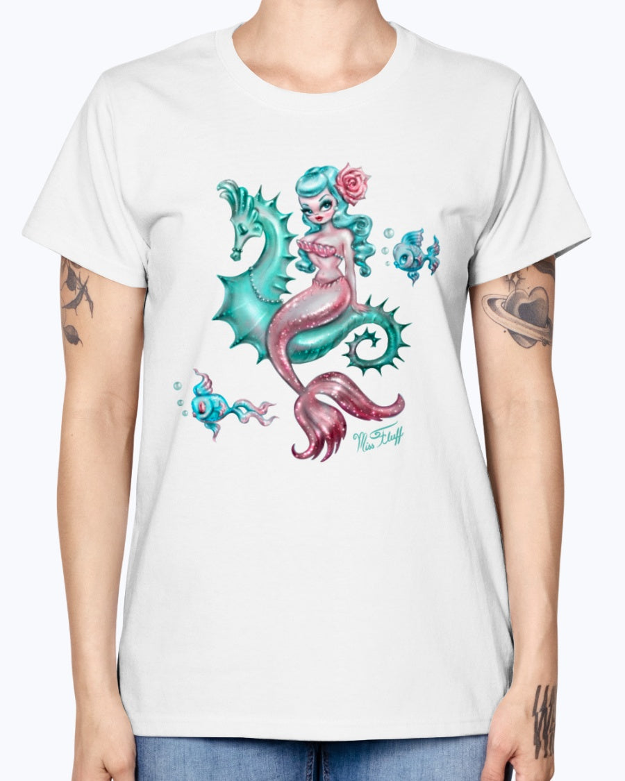Gildan Ladies Missy T-Shirt. Mysterious Mermaid Tanks