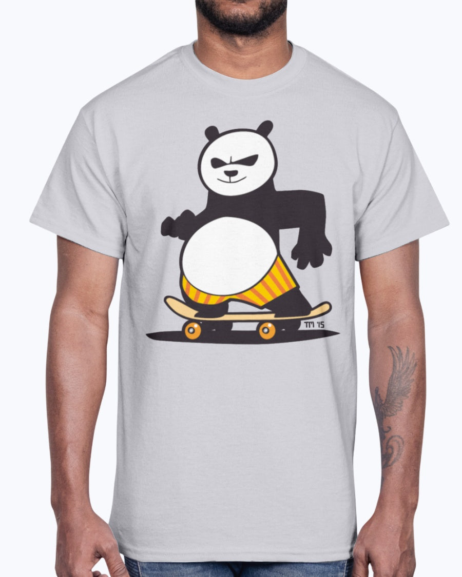 Men's Gildan Ultra Cotton T-Shirt Light Сoloros Skate Panda Kids&apos