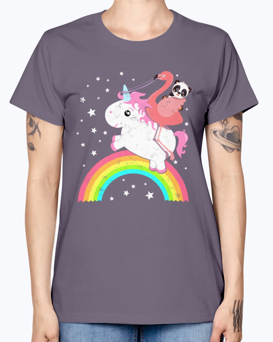Gildan Ladies Missy T-Shirt Cute Funny Unicorn Flamingo Panda Rainbow
