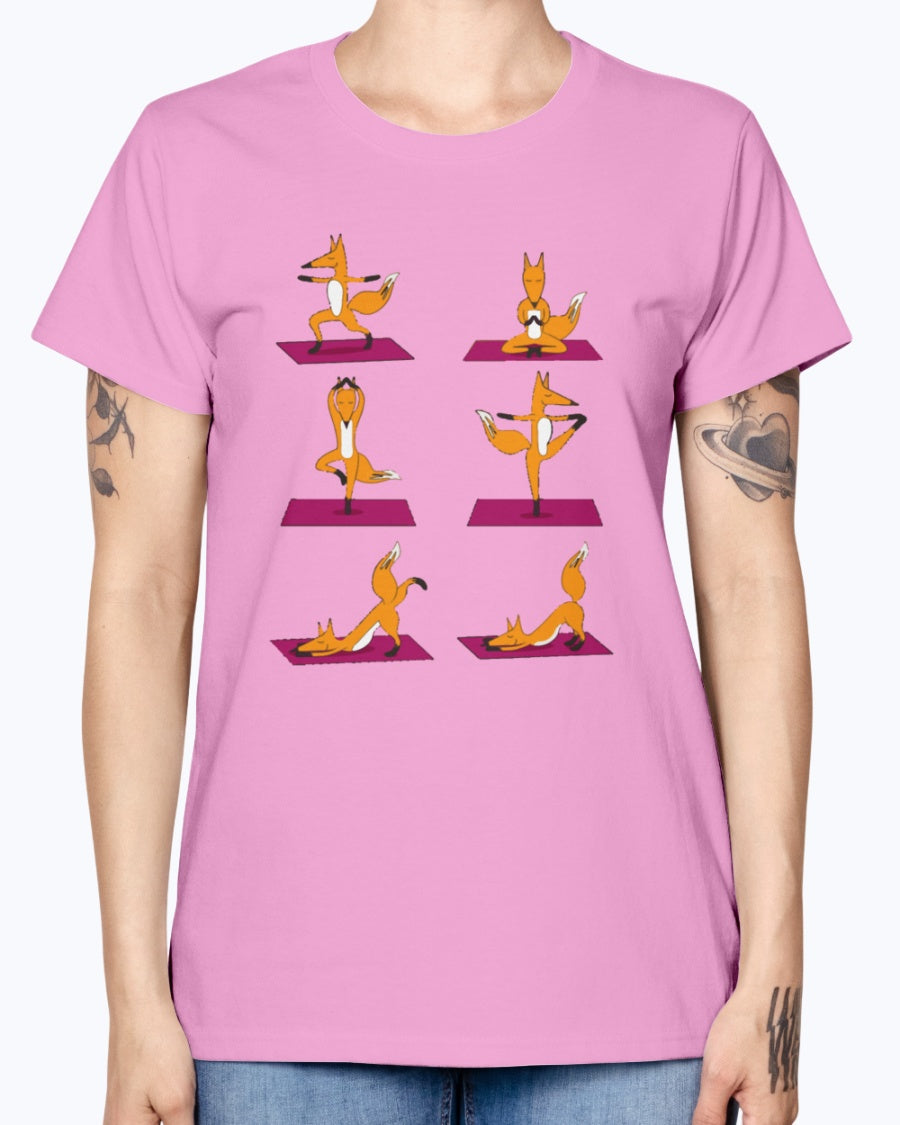 Gildan Ladies Missy T-Shirt 16 colors FOX YOGA LOVE