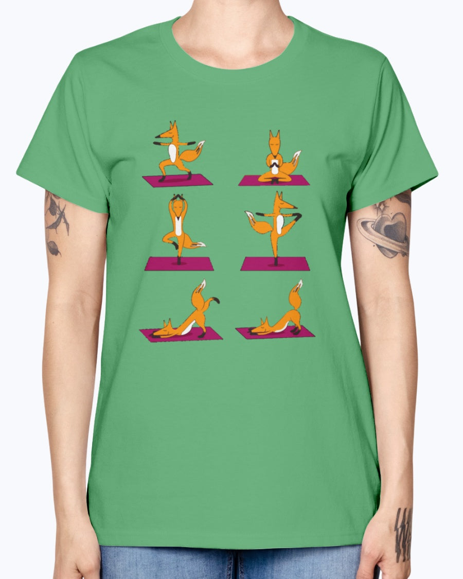 Gildan Ladies Missy T-Shirt 16 colors FOX YOGA LOVE
