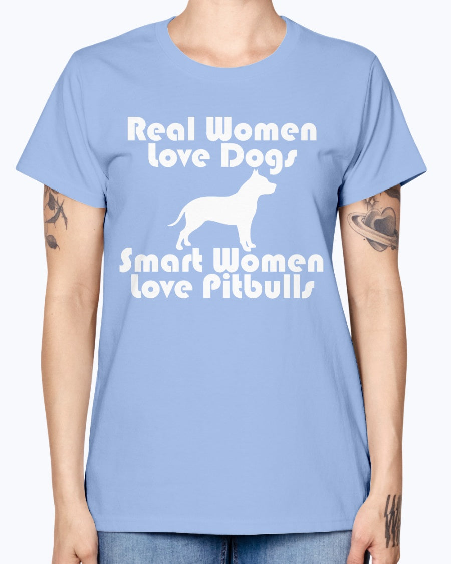 Gildan Ladies Missy T-Shirt Smart women love pitbulls copy