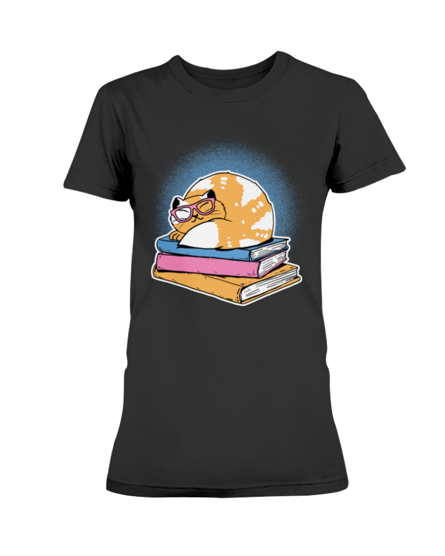 Gildan Ladies Missy T-Shirt Cat and Books
