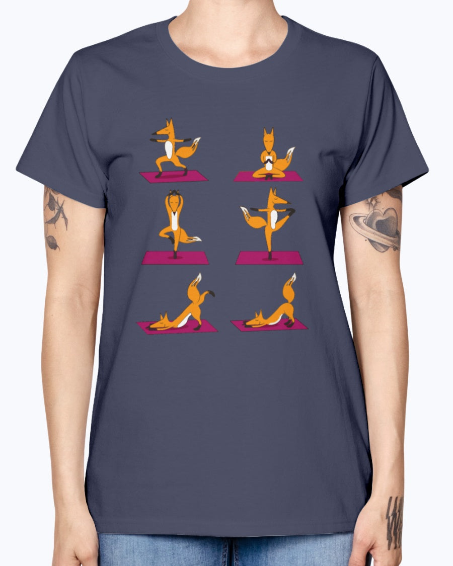 Gildan Ladies Missy T-Shirt 16 colors FOX YOGA LOVE
