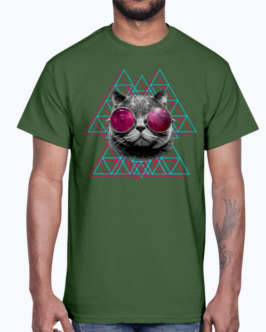 Men's Gildan Ultra Cotton T-Shirt 3D Space Cat (Mens)