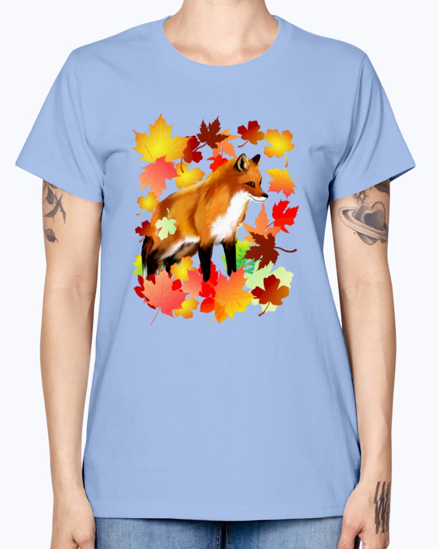 Gildan Ladies Missy T-Shirt 16 Light Colors A FOX in FALL