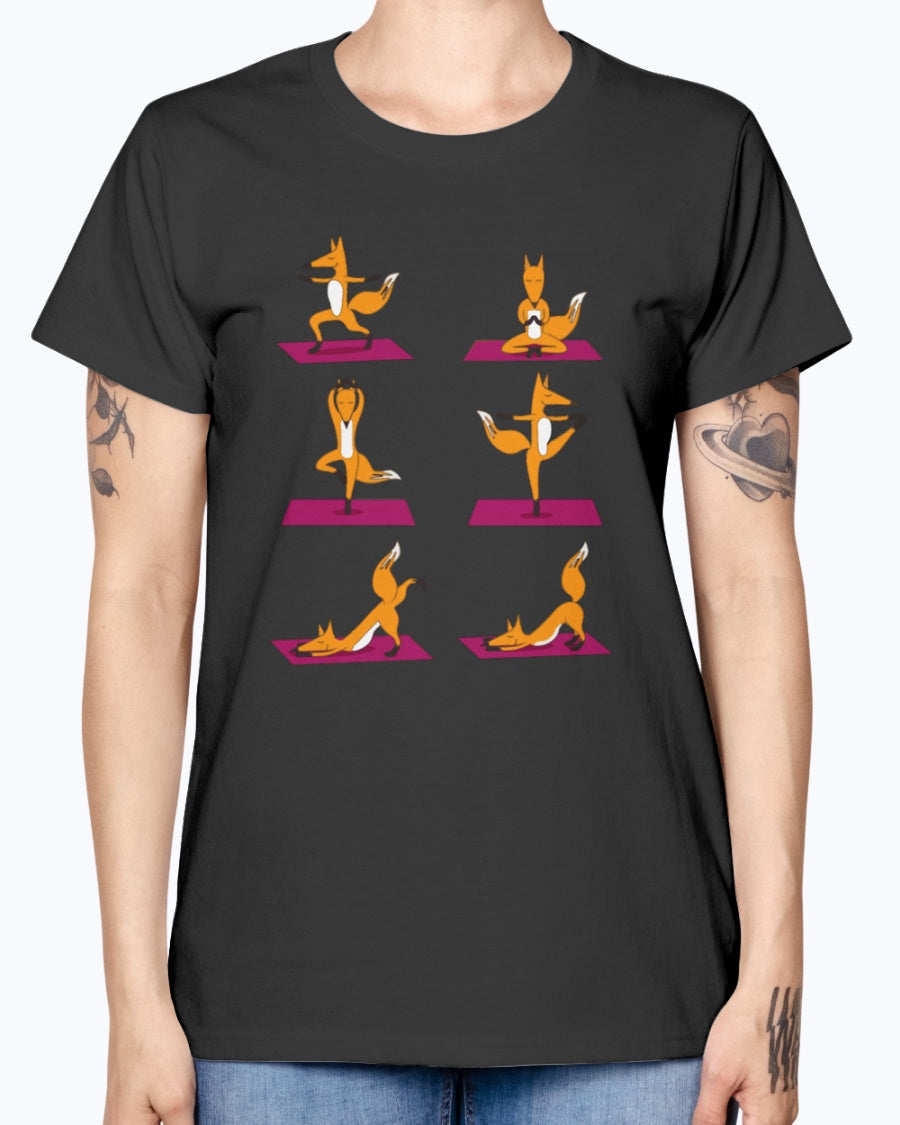 Gildan Ladies Missy T-Shirt 16 colors FOX YOGA LOVE
