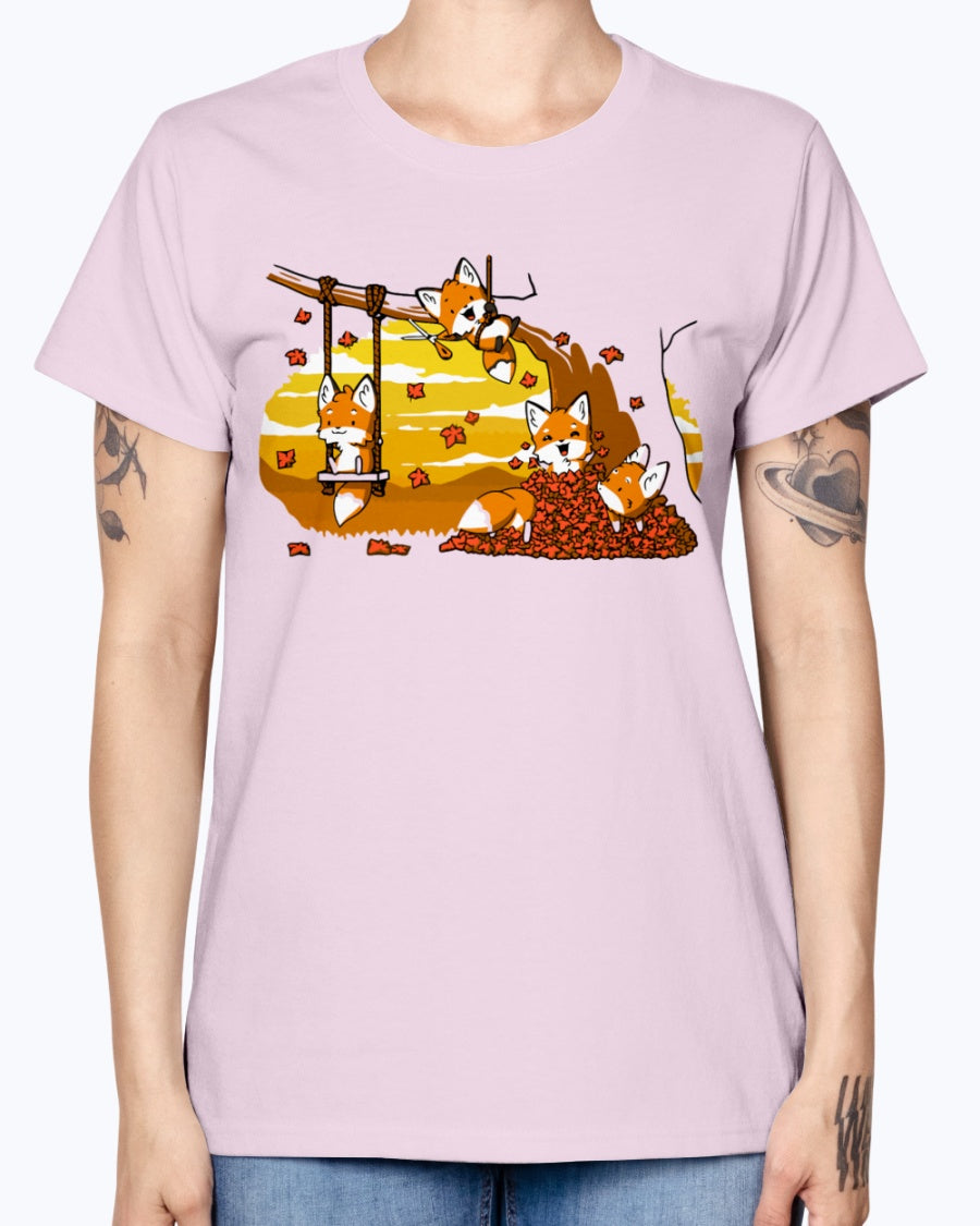 Gildan Ladies Missy T-Shirt 16 colors Fall Fox Fun