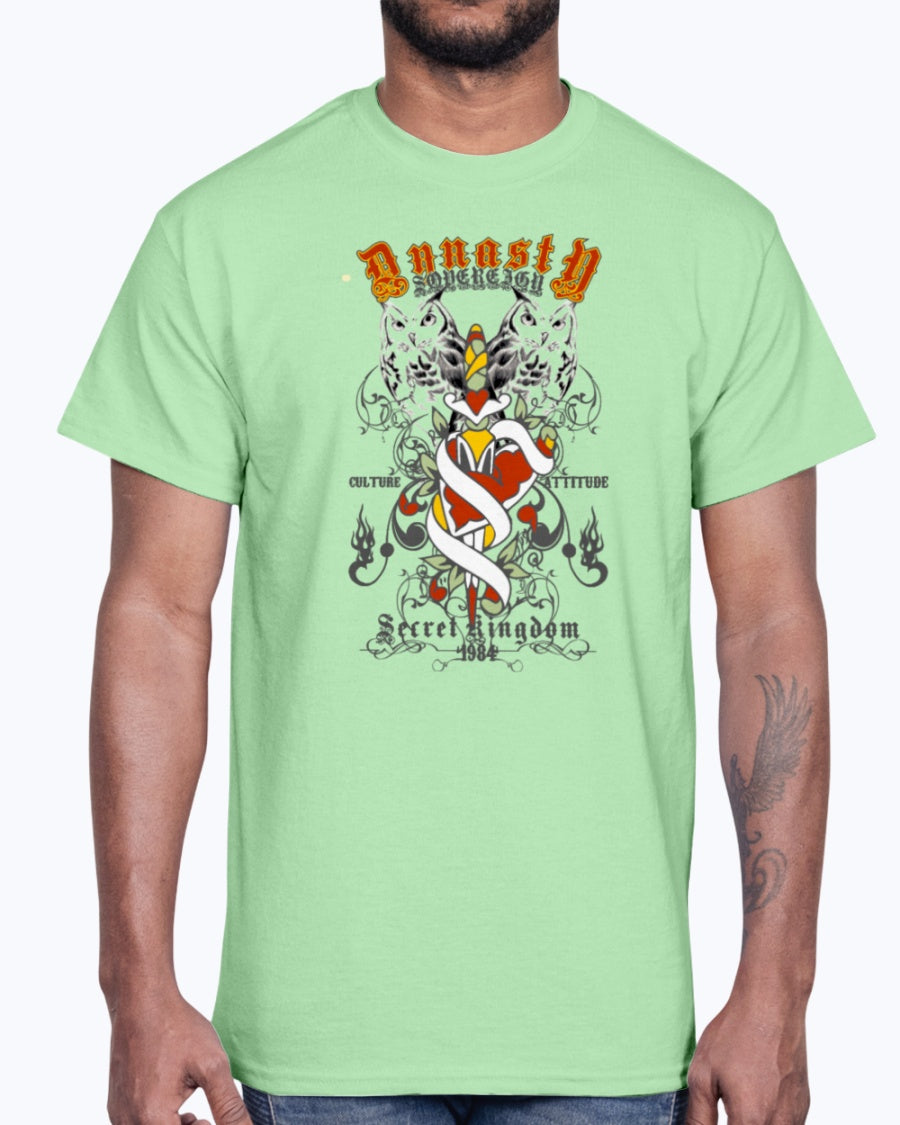 Men's Gildan Ultra Cotton T-Shirt 11 Light coloros. Secret kingdom owl