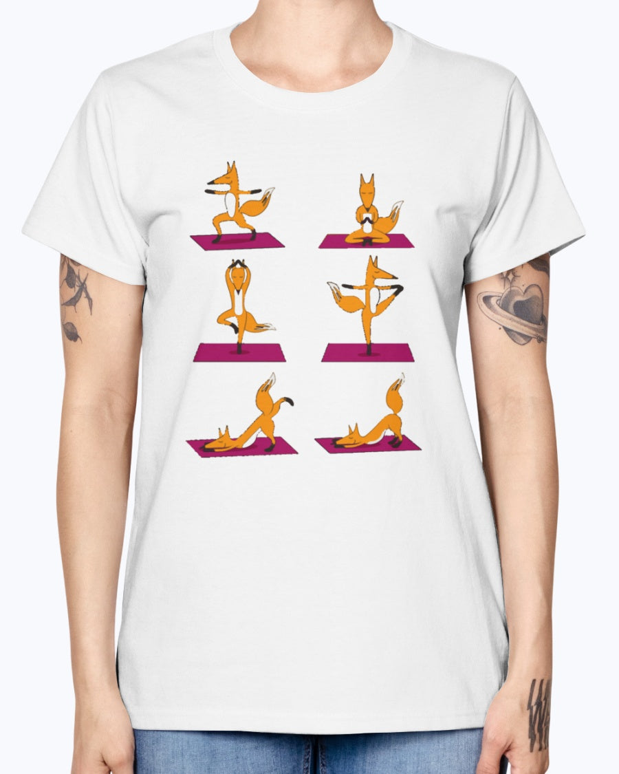 Gildan Ladies Missy T-Shirt 16 colors FOX YOGA LOVE