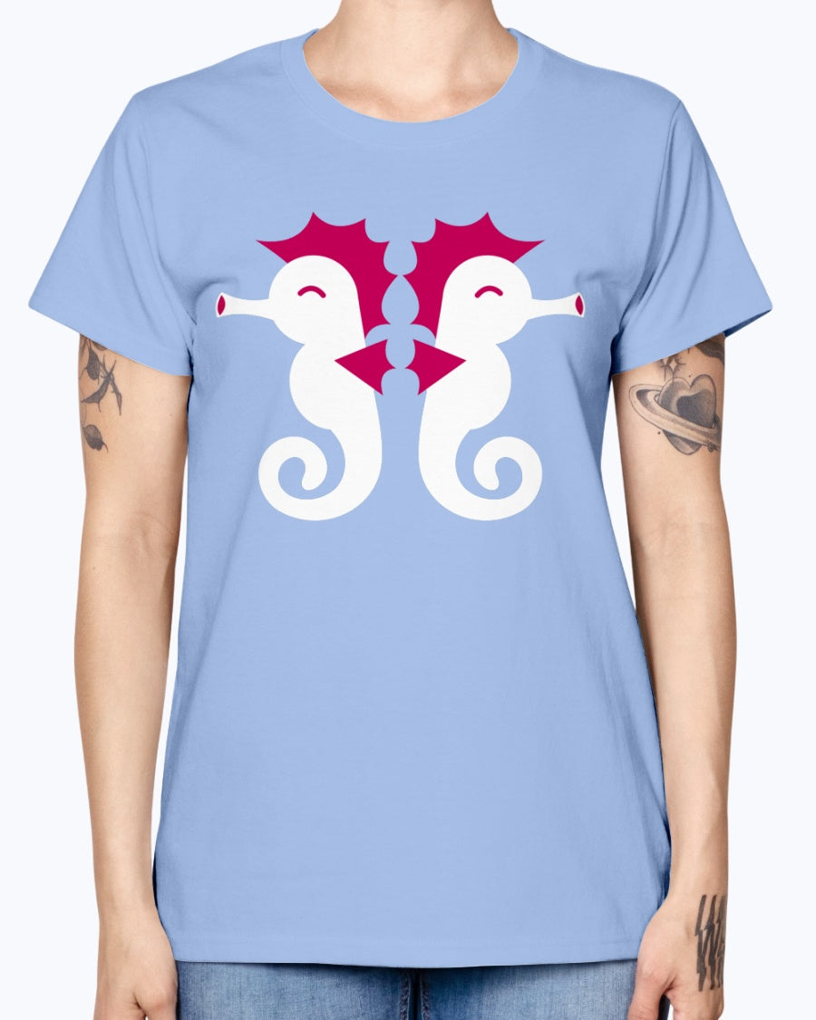Gildan Ladies Missy T-Shirt Double cute little seahorses