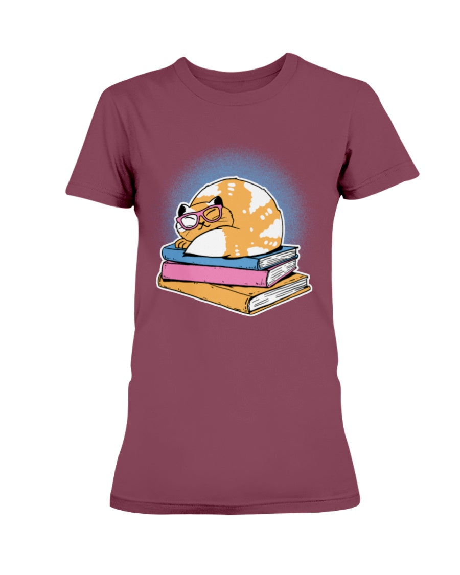 Gildan Ladies Missy T-Shirt Cat and Books