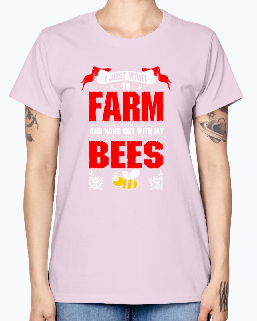 Gildan Ladies Missy T-Shirt 16 colors. I Just Want To Farm Bees